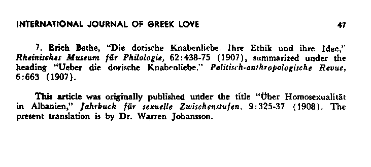 International Journal of Greek Love, Vol.1 No.1, 1965, page 47