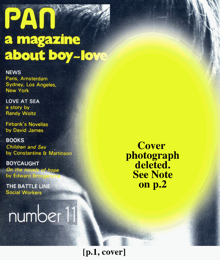 PAN - A Magazine About Boy-Love, Number 11, March 1982, page 1