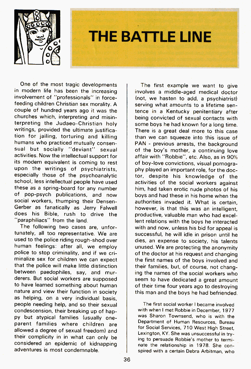 PAN - A Magazine About Boy-Love, Number 11, March 1982, page 36