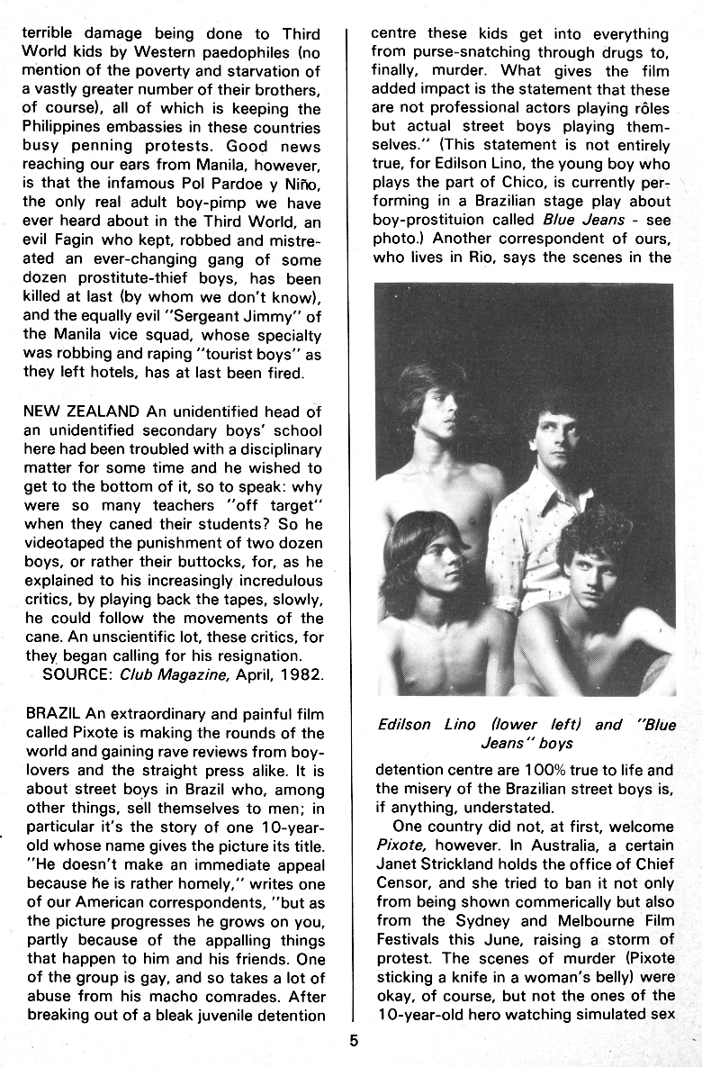 PAN - A Magazine About Boy-Love, Number 12, July 1982, page 5