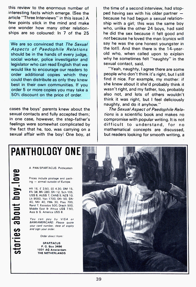 PAN - A Magazine About Boy-Love, Number 12, July 1982, page 39