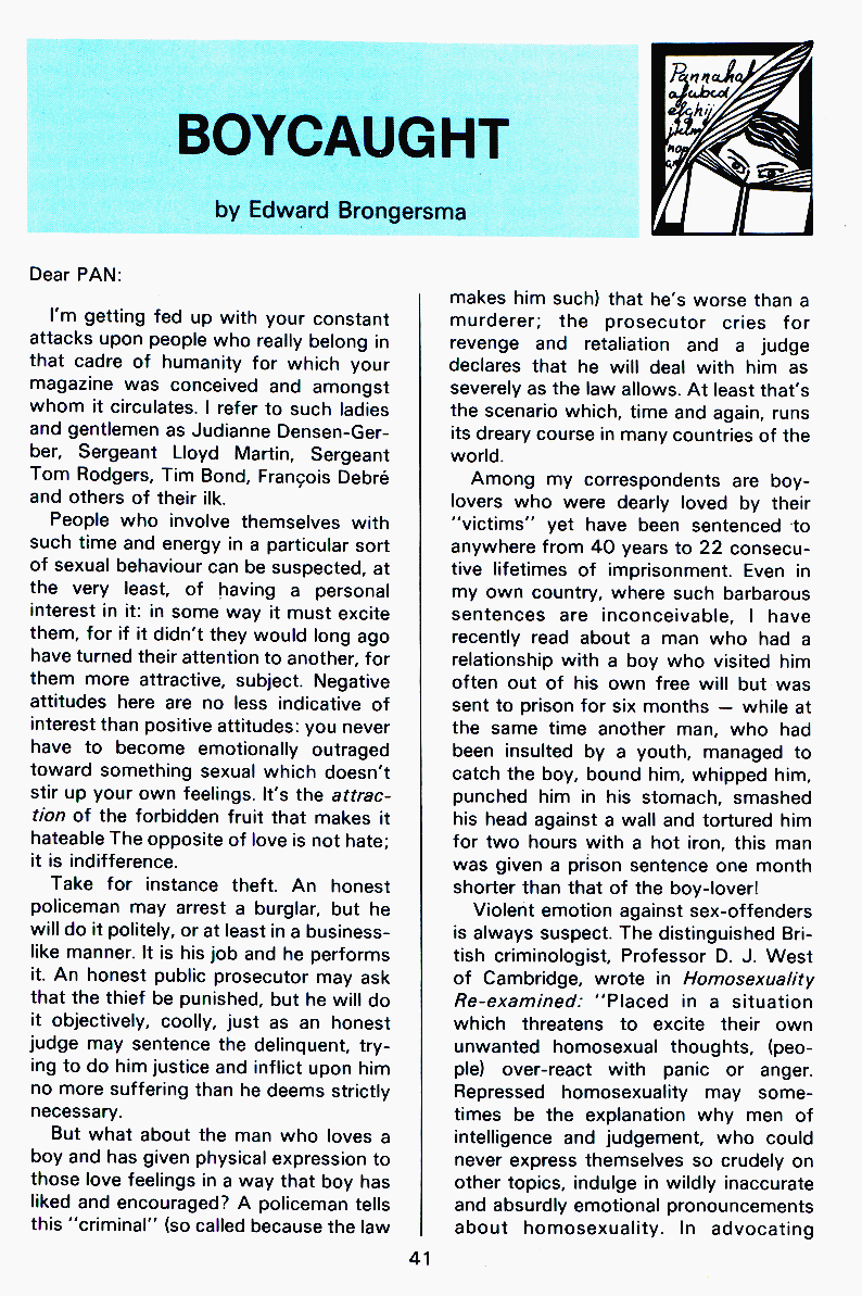 PAN - A Magazine About Boy-Love, Number 12, July 1982, page 41
