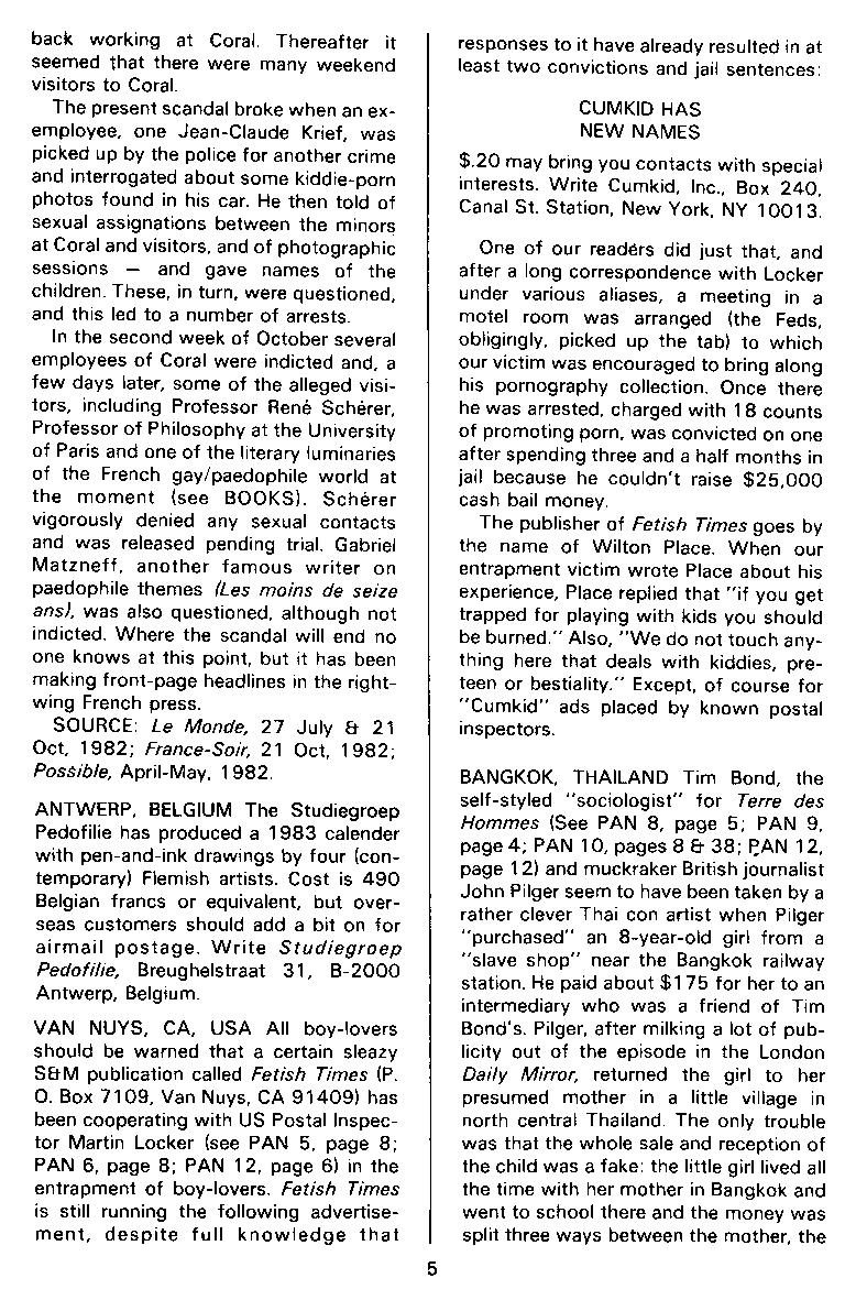P.A.N. - Paedo Alert News, Number 13, October 1982, page 5