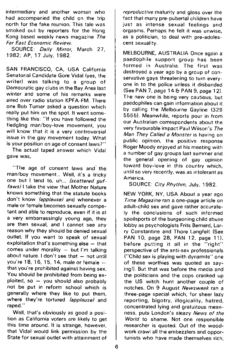 P.A.N. - Paedo Alert News, Number 13, October 1982, page 6