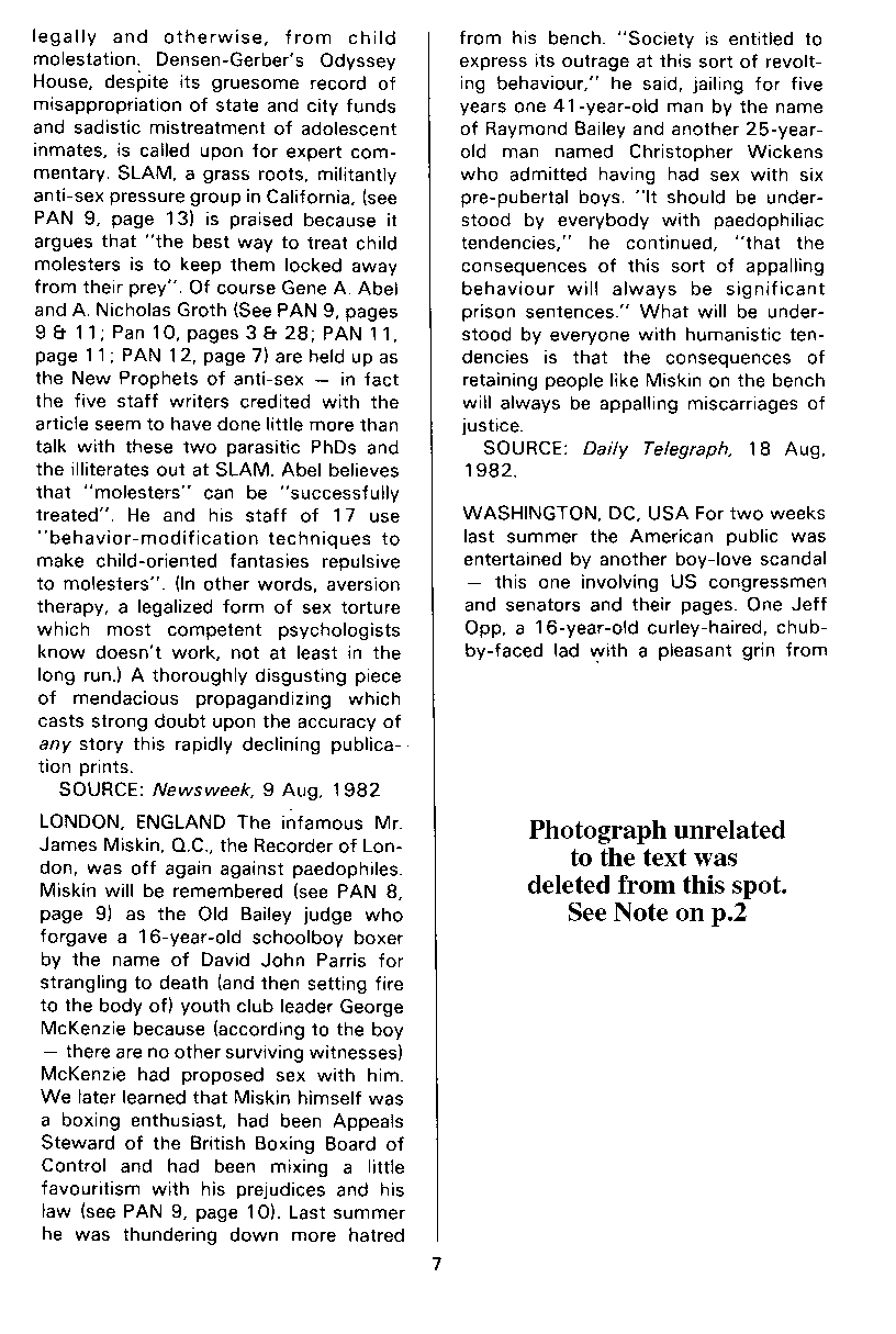 P.A.N. - Paedo Alert News, Number 13, October 1982, page 7