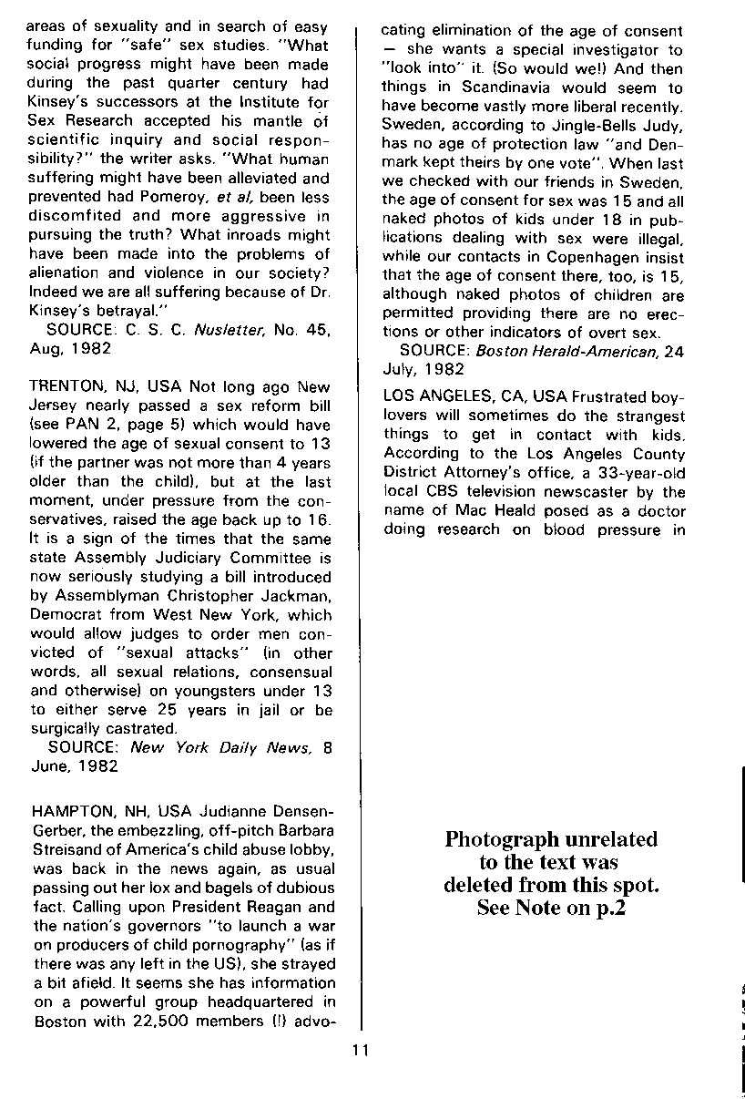 P.A.N. - Paedo Alert News, Number 13, October 1982, page 11
