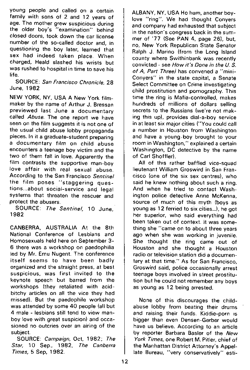 P.A.N. - Paedo Alert News, Number 13, October 1982, page 12