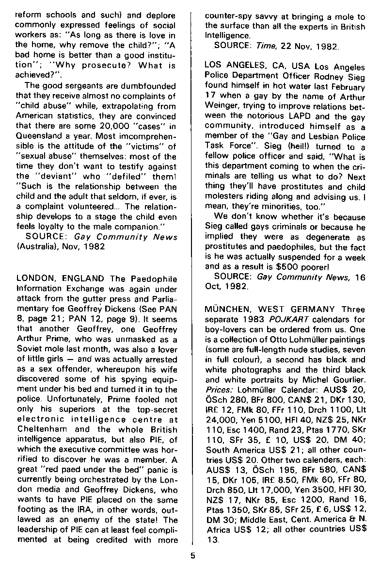 P.A.N. - Paedo Alert News, Number 14, December 1982, page 5