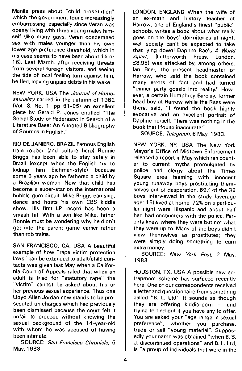 P.A.N. - Paedo Alert News, Number 16, July 1983, page 4