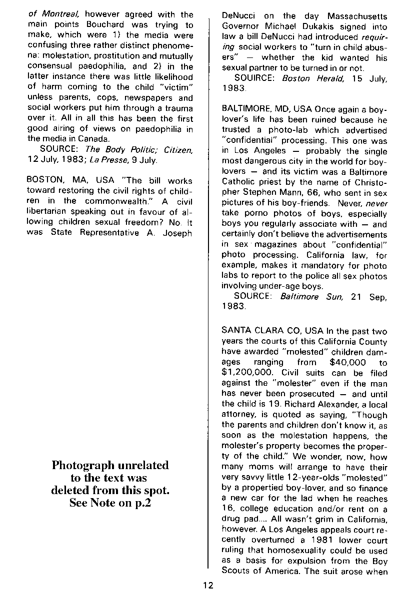 P.A.N. - Paedo Alert News, Number 17, October 1983, page 12