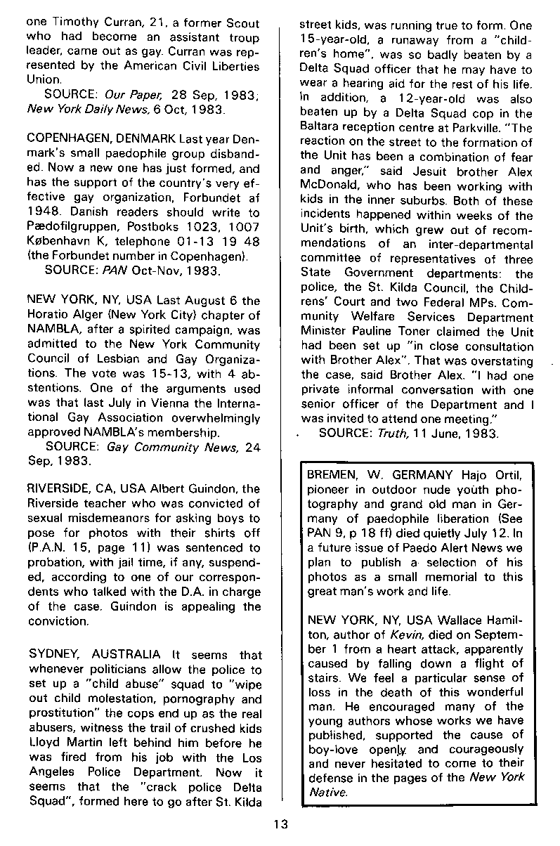 P.A.N. - Paedo Alert News, Number 17, October 1983, page 13