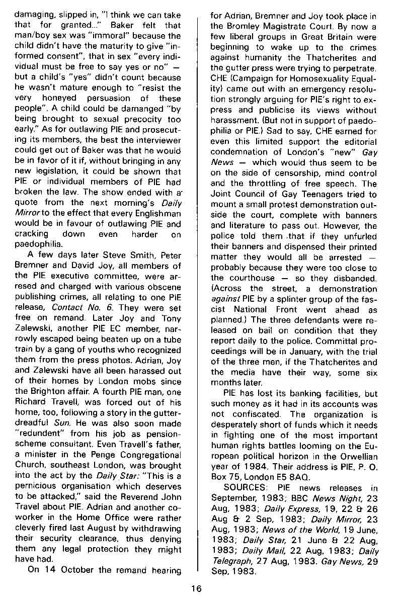 P.A.N. - Paedo Alert News, Number 17, October 1983, page 16