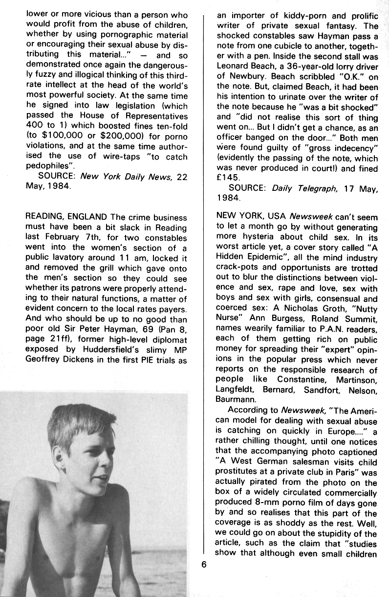 P.A.N. - Paedo Alert News, Number 19, July 1984, page 6