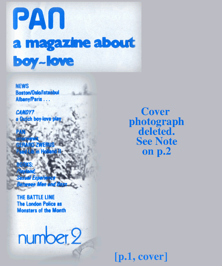 PAN - A Magazine About Boy-Love, Number 2 [Vol.1 No.2], August 1979, page 1