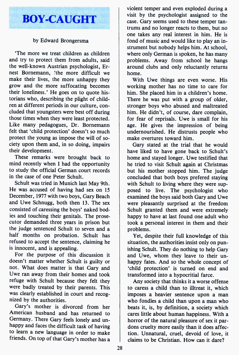 PAN - A Magazine About Boy-Love, Number 2 [Vol.1 No.2], August 1979, page 28