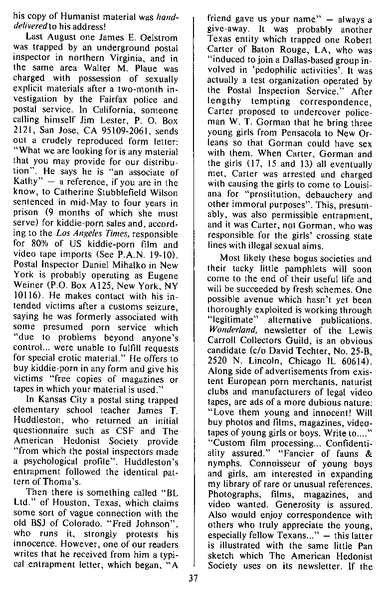 P.A.N. - Paedo Alert News, Number 20, October 1984, page 37