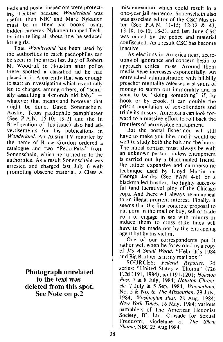 P.A.N. - Paedo Alert News, Number 20, October 1984, page 38