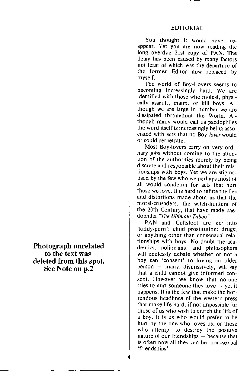 P.A.N. - Paedo Alert News, Number 21, December 1985, page 4