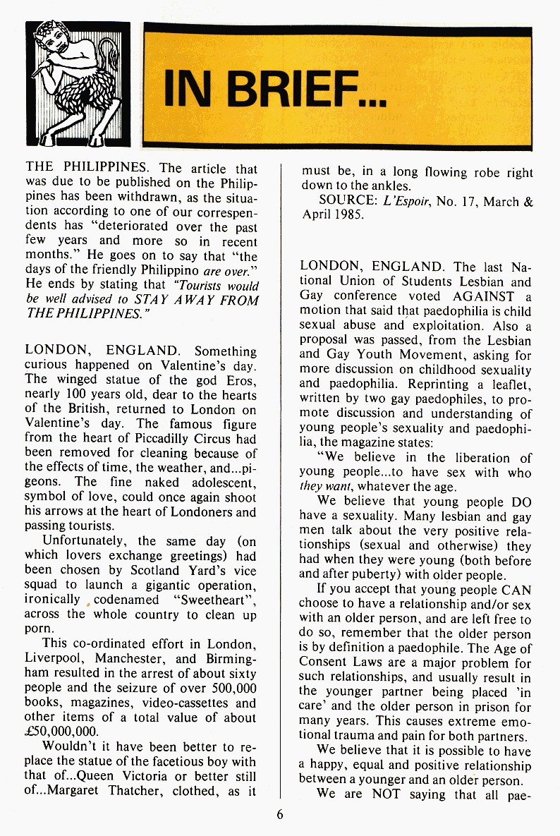 P.A.N. - Paedo Alert News, Number 21, December 1985, page 6