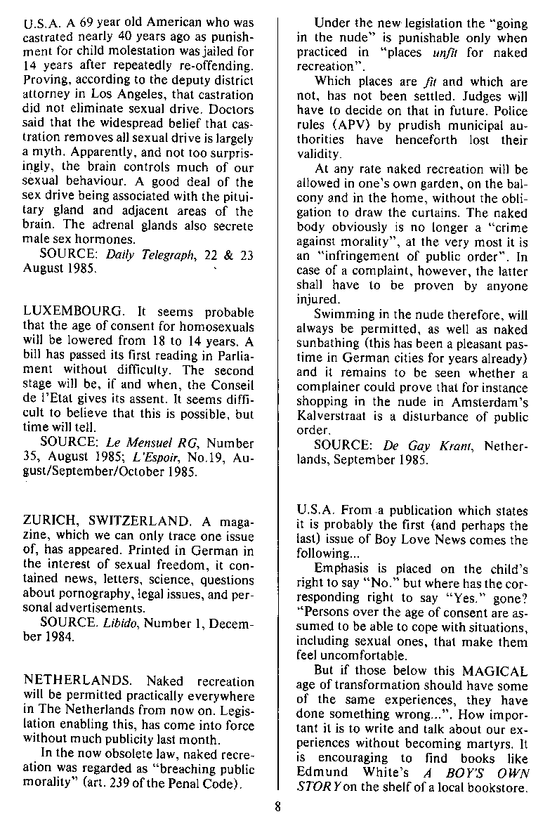 P.A.N. - Paedo Alert News, Number 21, December 1985, page 8