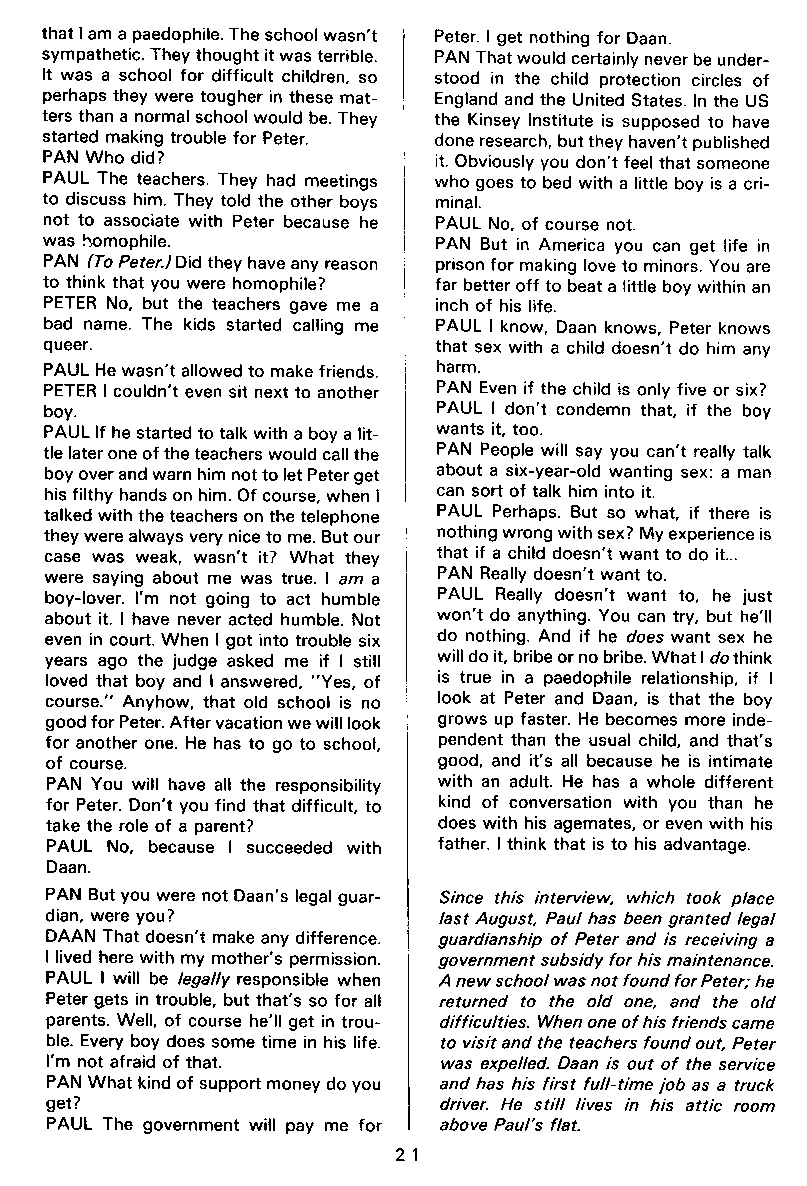PAN - A Magazine About Boy-Love, Number 4, February 1980, page 21