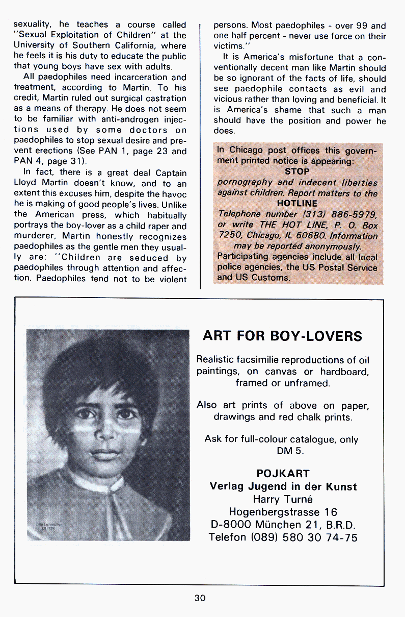 PAN - A Magazine About Boy-Love, Number 5, May 1980, page 30
