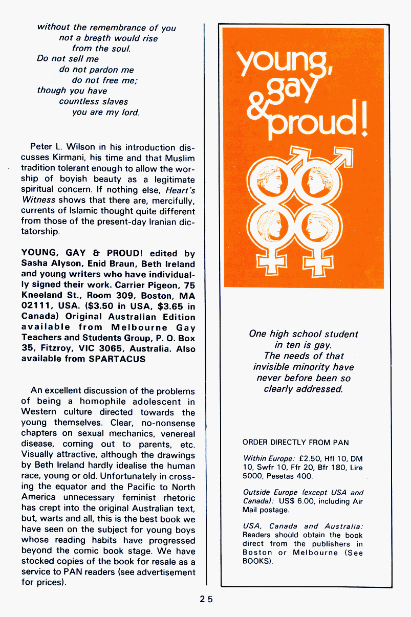 PAN - A Magazine About Boy-Love, Number 6, September 1980, page 25
