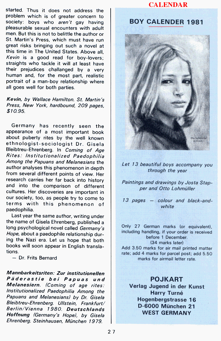 PAN - A Magazine About Boy-Love, Number 7, December 1980, page 27