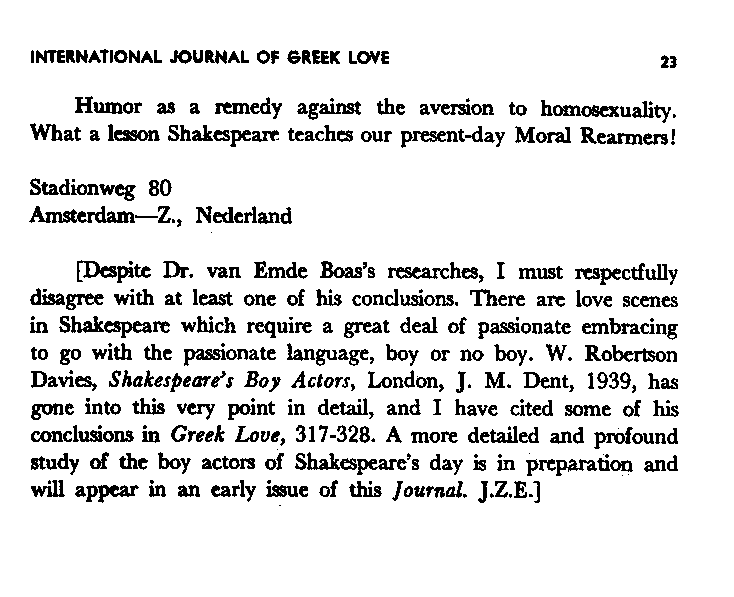International Journal of Greek Love, Vol.1 No.1, 1965, page 23
