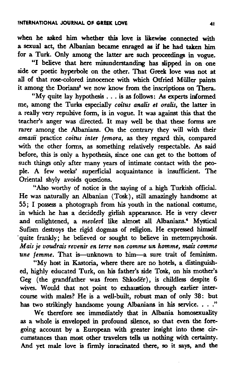 International Journal of Greek Love, Vol.1 No.1, 1965, page 41