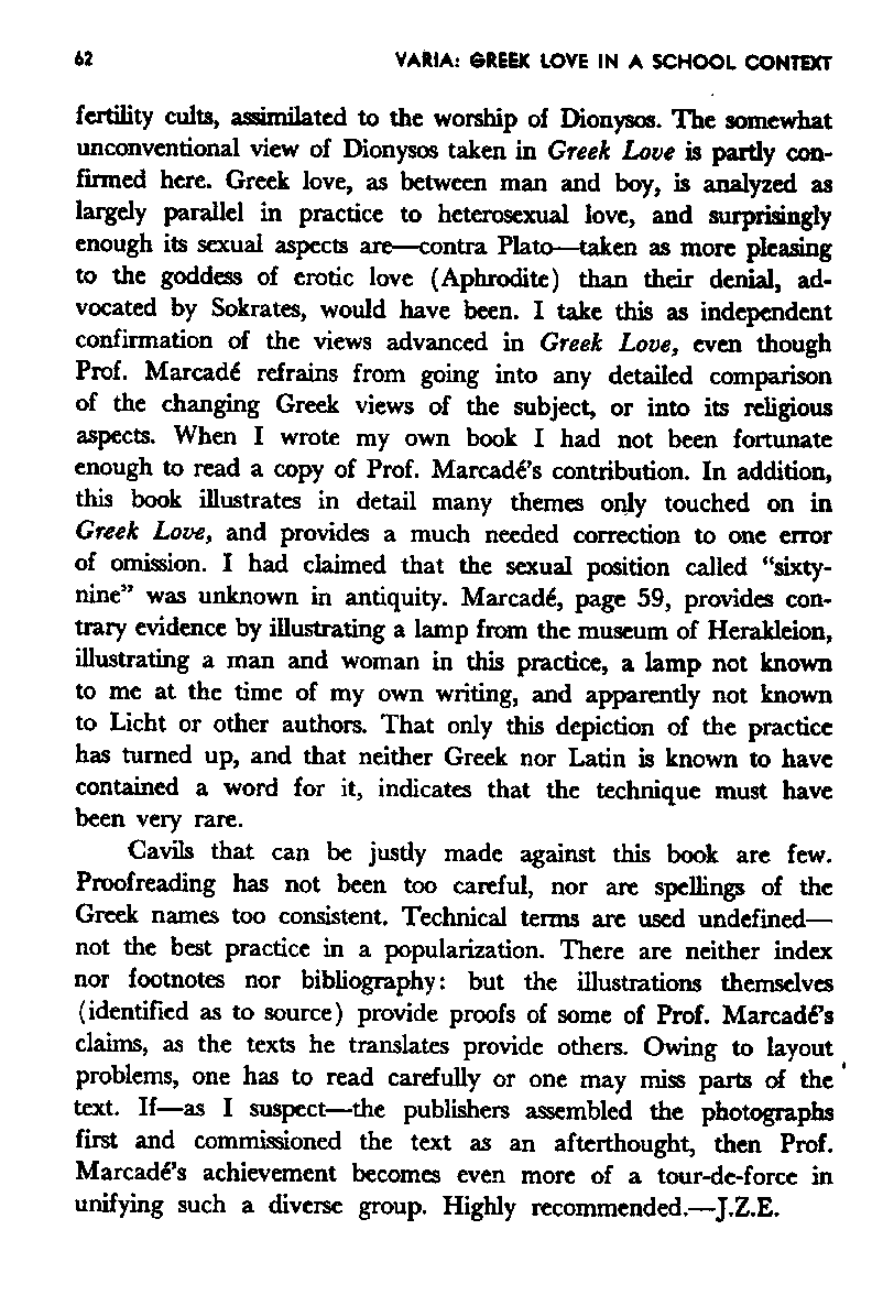 International Journal of Greek Love, Vol.1 No.1, 1965, page 62