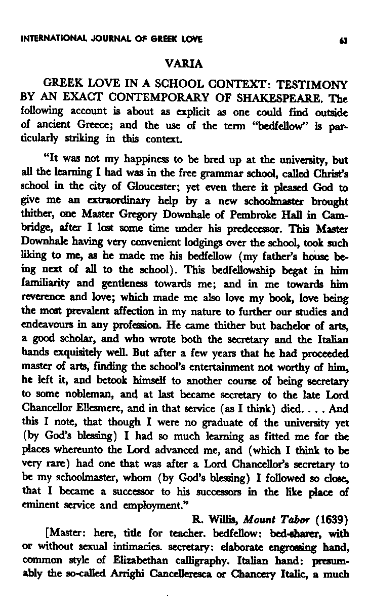 International Journal of Greek Love, Vol.1 No.1, 1965, page 63