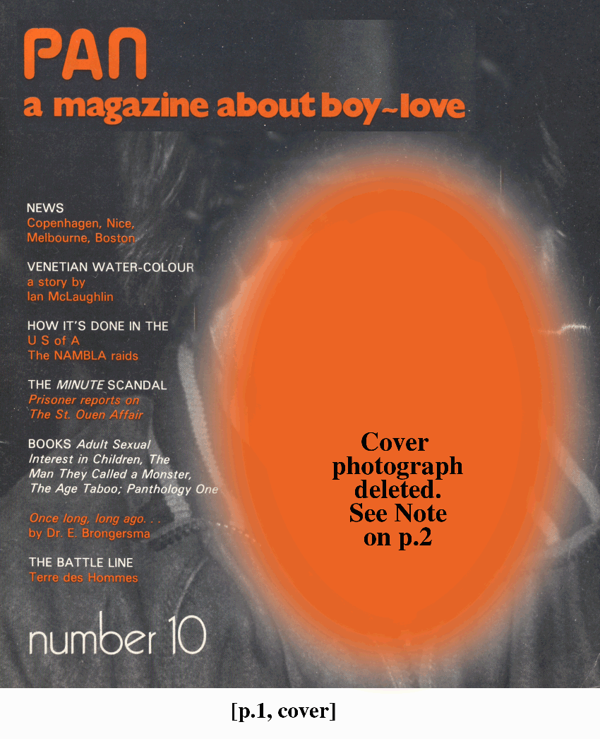 PAN - A Magazine About Boy-Love, Number 10, December 1981, page 1