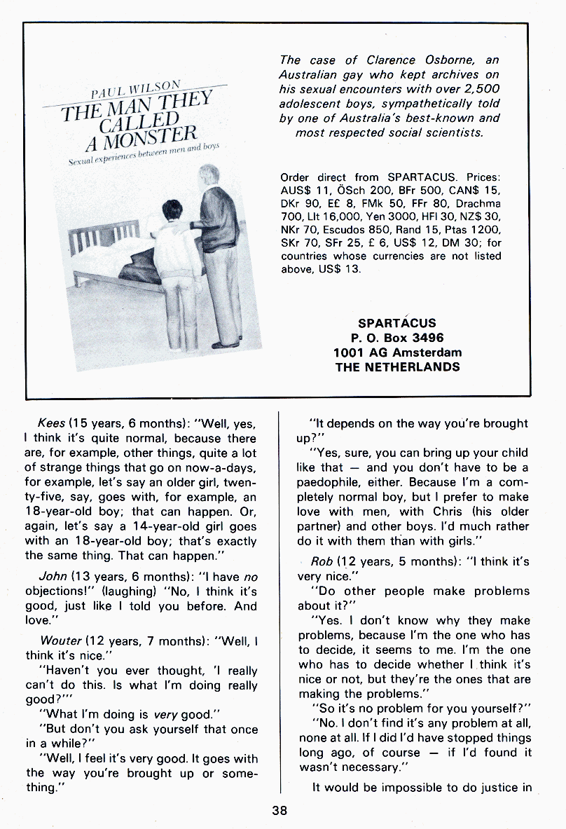 PAN - A Magazine About Boy-Love, Number 12, July 1982, page 38