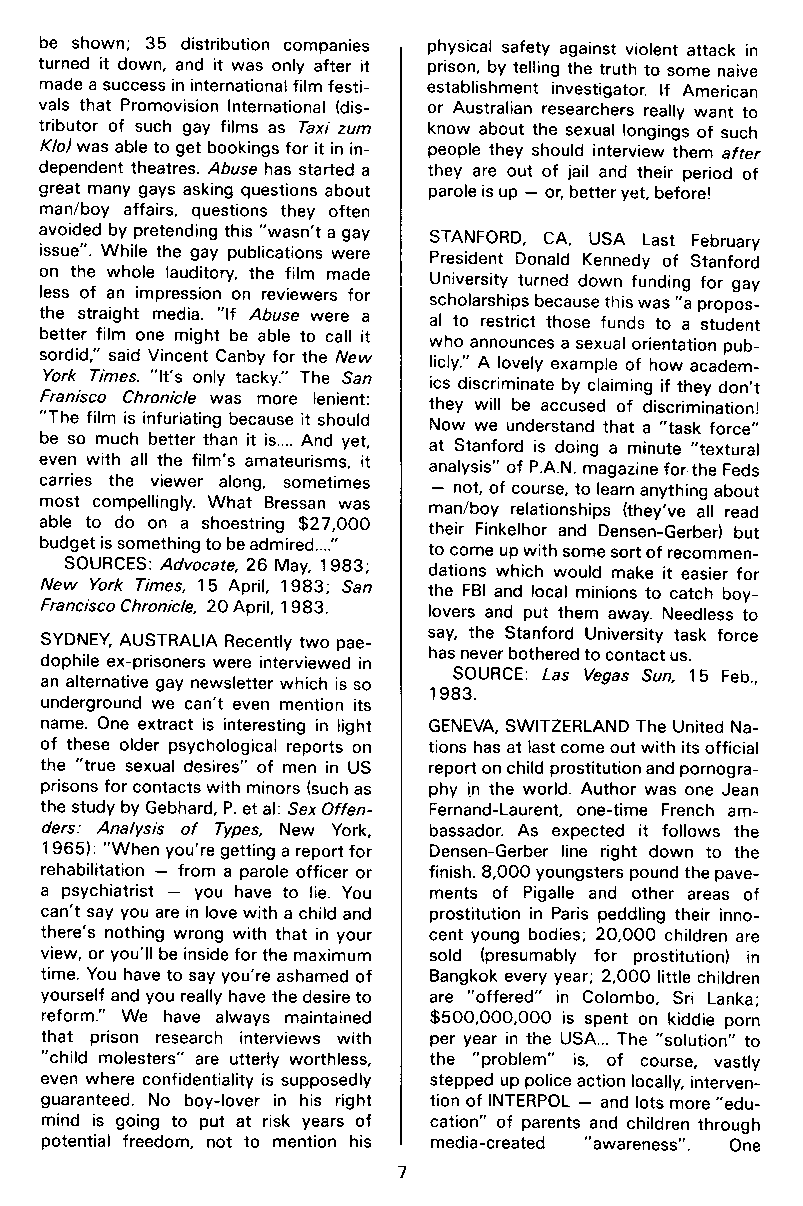 P.A.N. - Paedo Alert News, Number 16, July 1983, page 7