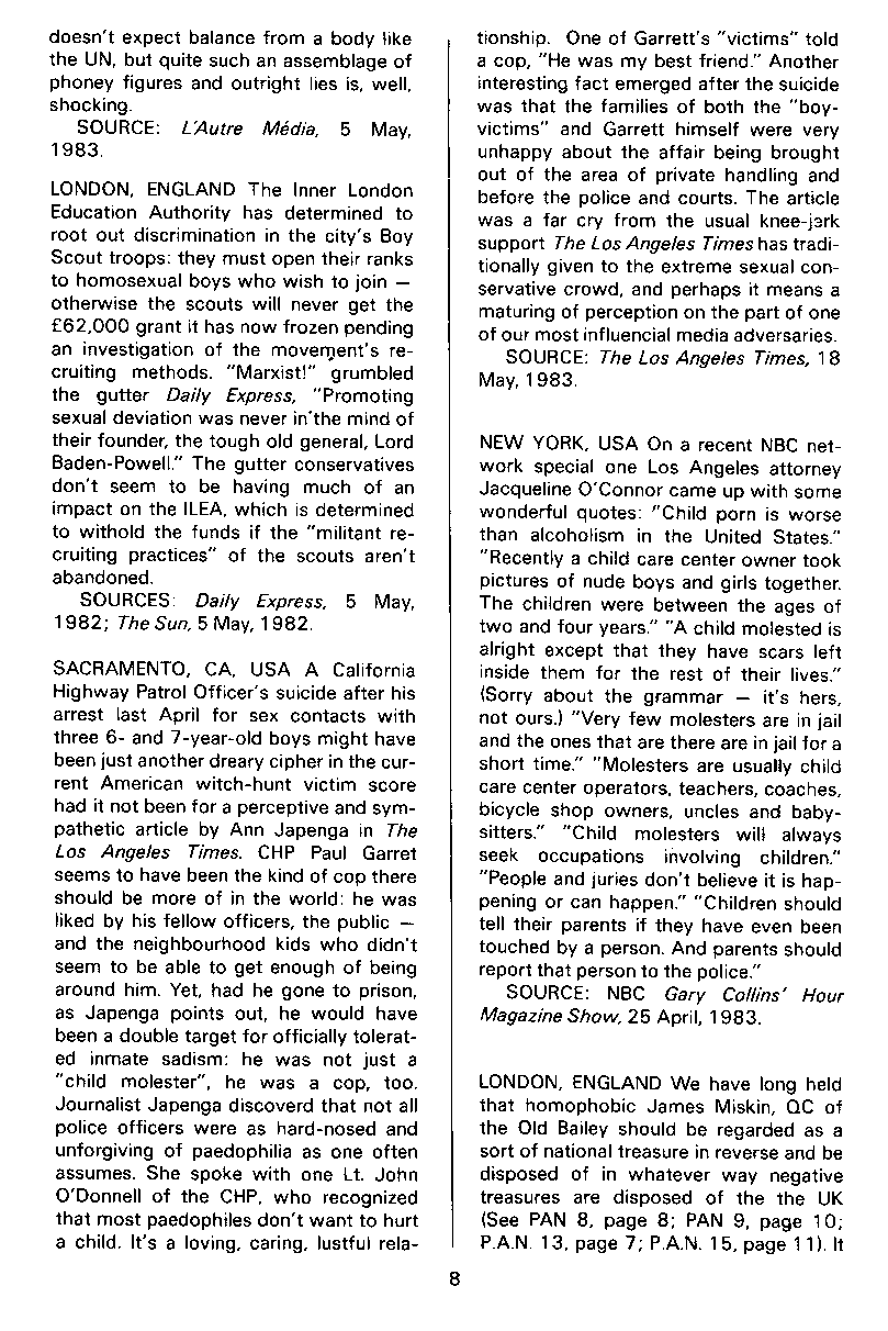 P.A.N. - Paedo Alert News, Number 16, July 1983, page 8