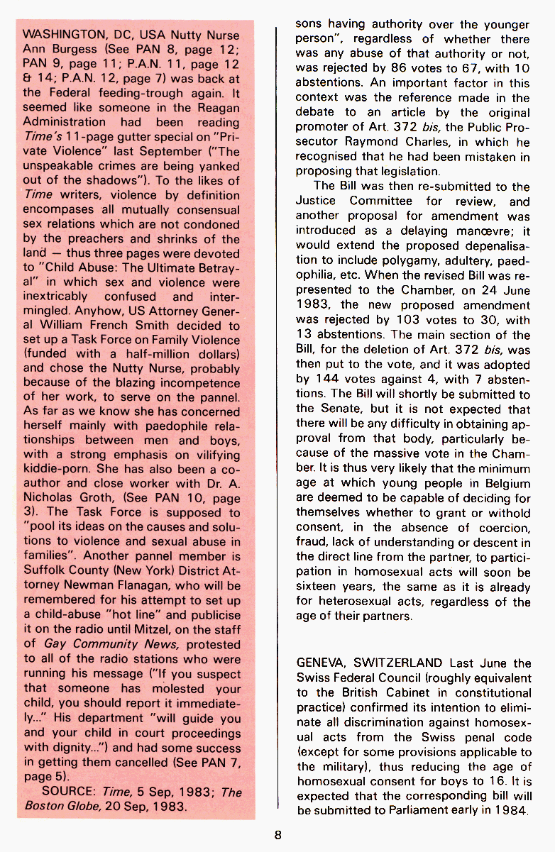 P.A.N. - Paedo Alert News, Number 17, October 1983, page 8