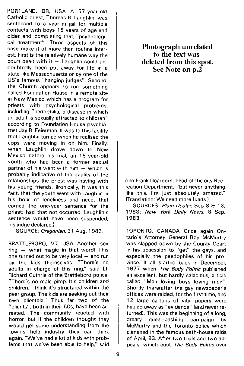 P.A.N. - Paedo Alert News, Number 17, October 1983, page 9