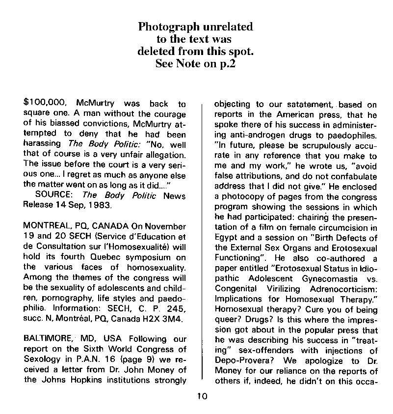 P.A.N. - Paedo Alert News, Number 17, October 1983, page 10