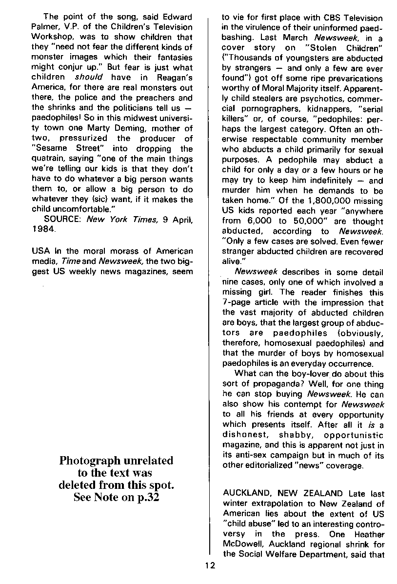 P.A.N. - Paedo Alert News, Number 18, May 1984, page 12