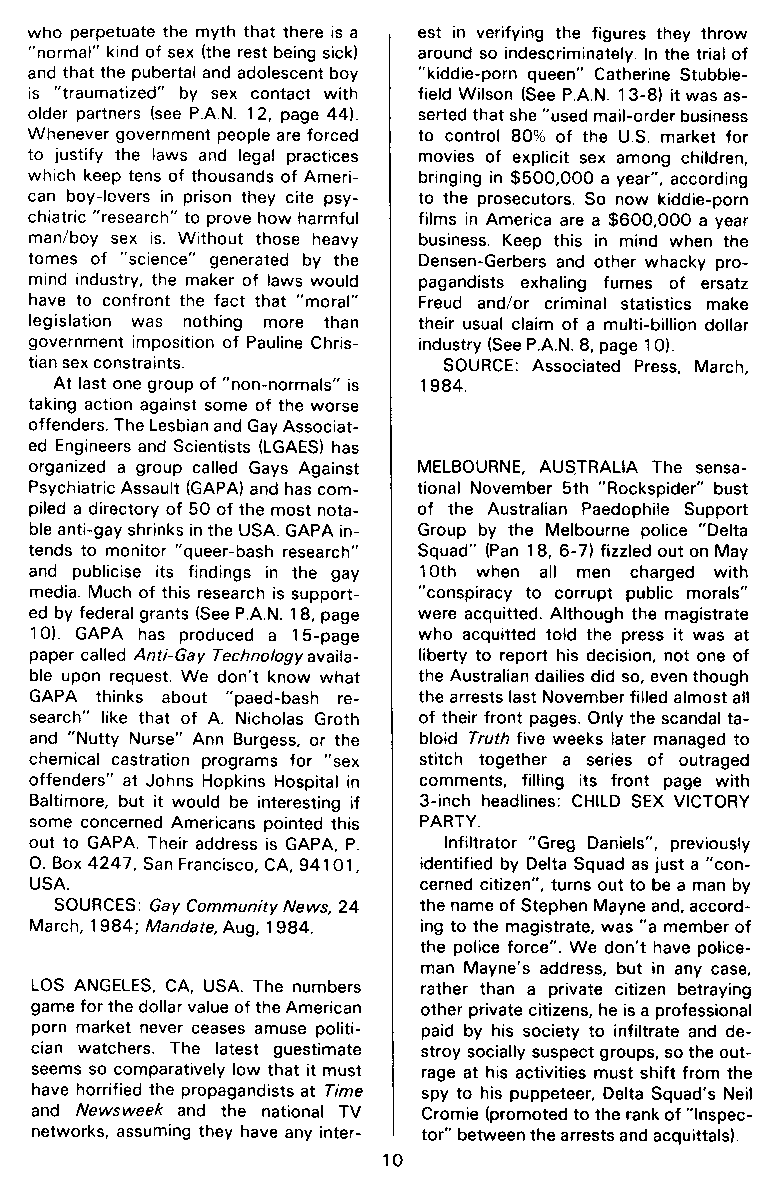 P.A.N. - Paedo Alert News, Number 19, July 1984, page 10