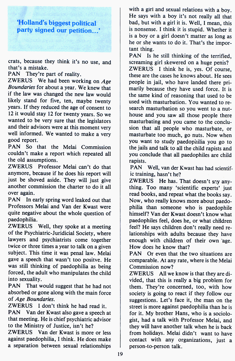 PAN - A Magazine About Boy-Love, Number 2 [Vol.1 No.2], August 1979, page 19