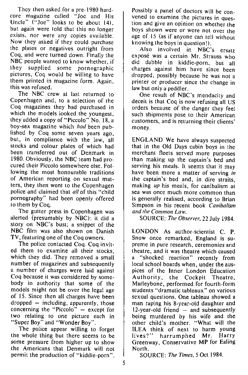 P.A.N. - Paedo Alert News, Number 20, October 1984, page 5