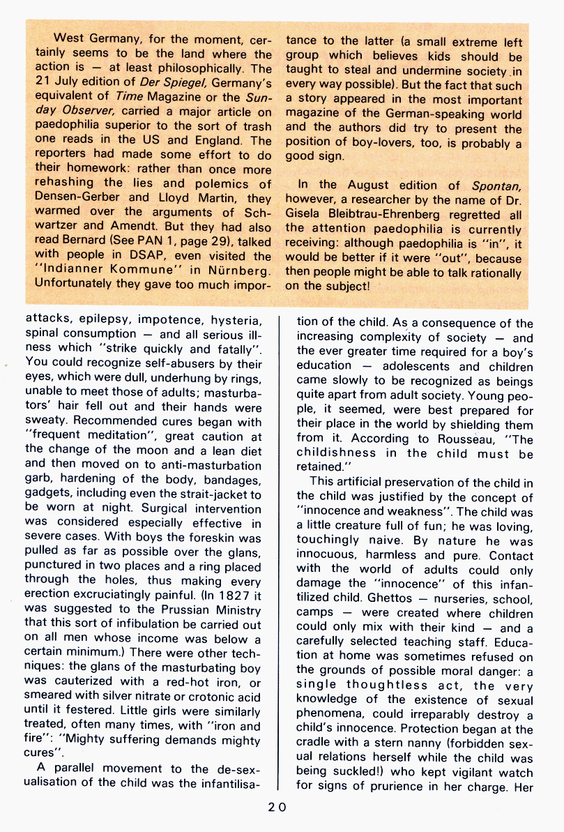 PAN - A Magazine About Boy-Love, Number 6, September 1980, page 20