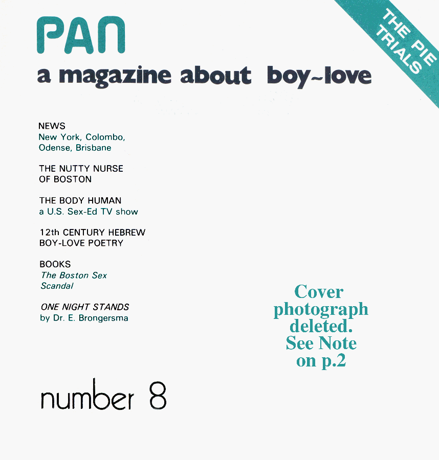 PAN - A Magazine About Boy-Love, Number 8, April 1981, page 1